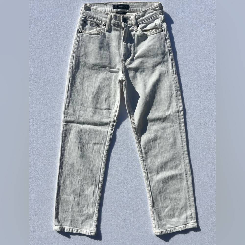 Aeropostale High-Rise Baggy White Denim Jeans Size 000S
